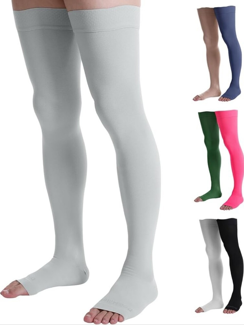NWT Doc Miller Compression Thigh-High Stockings — 20-30 mmHg Gray